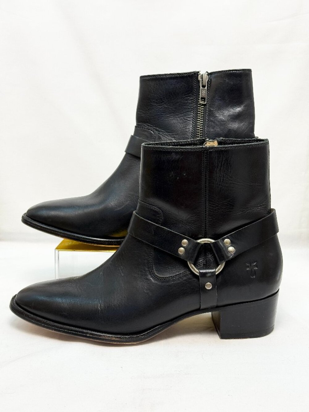 Frye Dara Harness Short Black Leather Boots 7.5 Moto Western